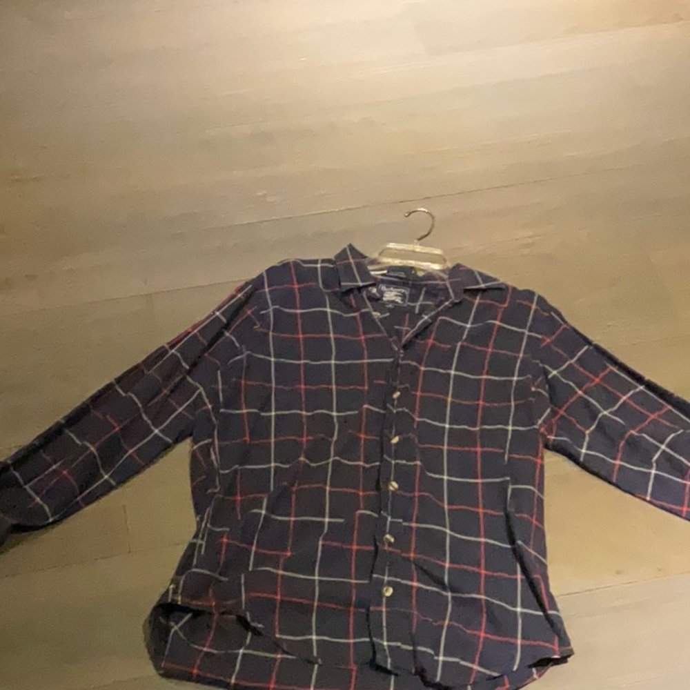 Men's Navy and Red Checkered Shirt